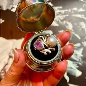 Vintage Sterling Silver 925 Ring With Gems In Ornate Setting Size 7